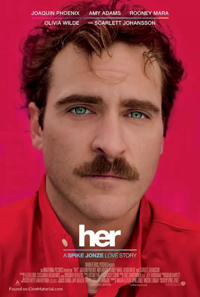 پوستر فیلم Her، یک فیلم درباره روان‌شناسی و روابط انسانی.
