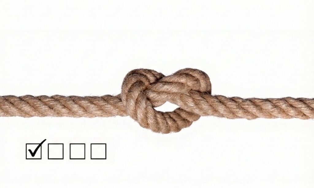 گره طناب محکم به عنوان نماد دلبستگی برای تست سبک دلبستگی ECR.