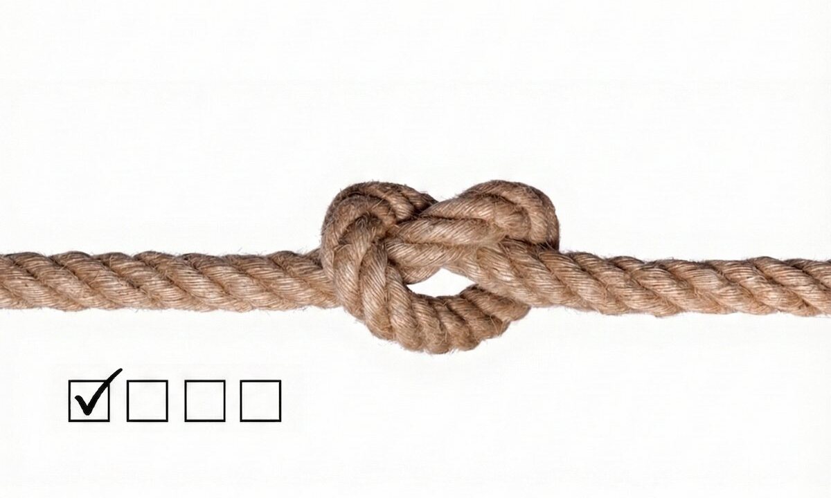 گره طناب محکم به عنوان نماد دلبستگی برای تست سبک دلبستگی ECR.