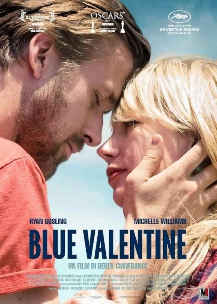 پوستر فیلم ولنتاین غمگین (Blue Valentine)؛ تصویر زوجی با چهره‌هایی گرفته، نمادی از آنتروپی، سرد شدن تدریجی رابطه و فاصله عاطفی عمیق.