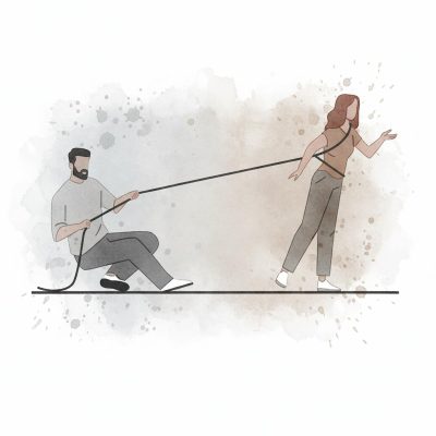 نمایش تصویری یکی از نشانه‌های اختلال شخصیت وابسته: کنترل دیگری به دلیل ترس از رها شدن.