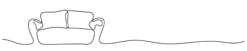 آیکن طراحی خطی کاناپه، نماد فضای امن برای جلسات مشاوره آنلاین و حضوری